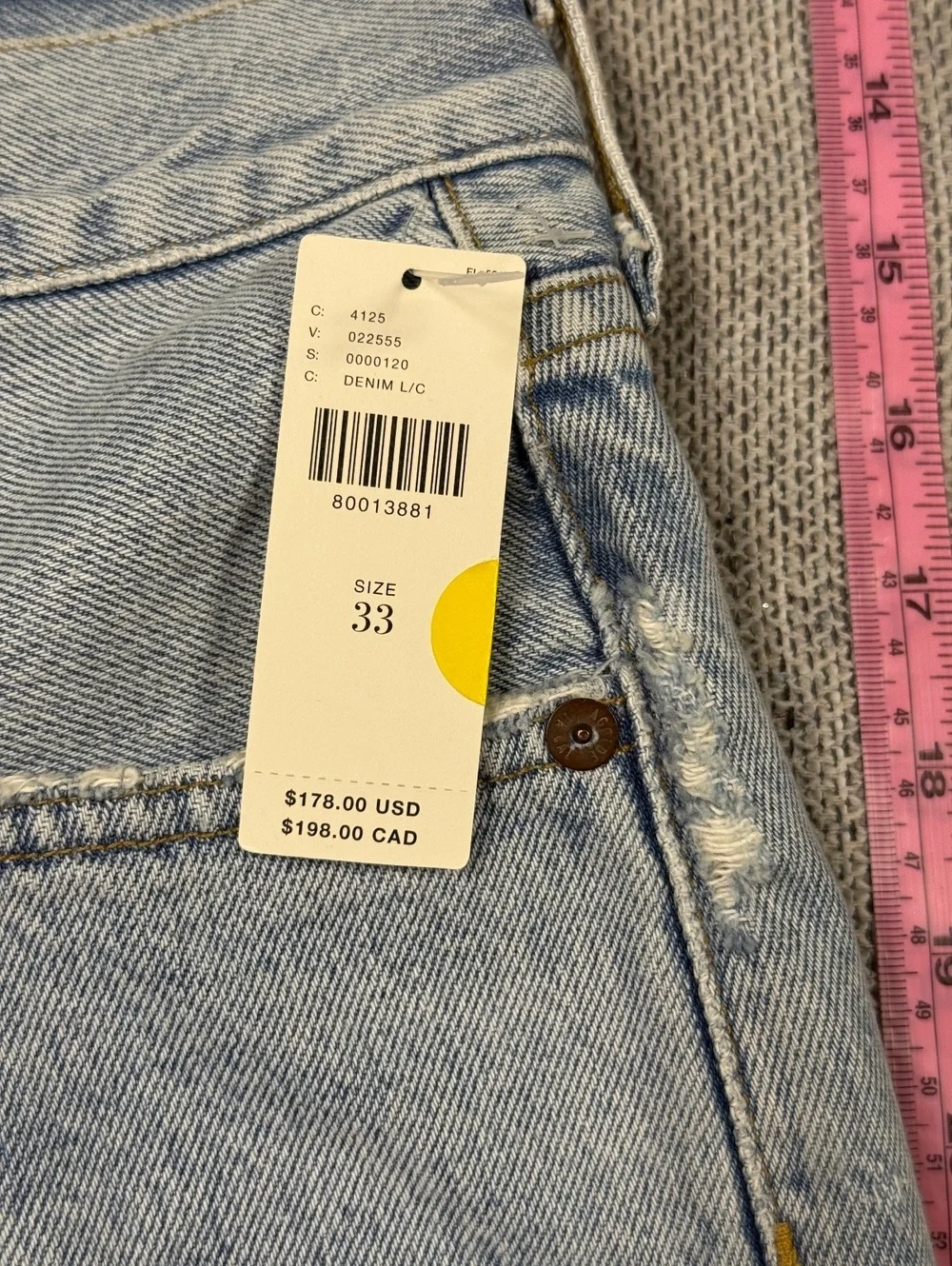 AGOLDE Sideline Fold Waistband Denim Shorts Women 33 Light